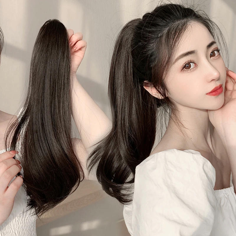 小苏妞假发女马尾抓夹大波浪网红高马尾假马尾绑带微卷长发尾辫子