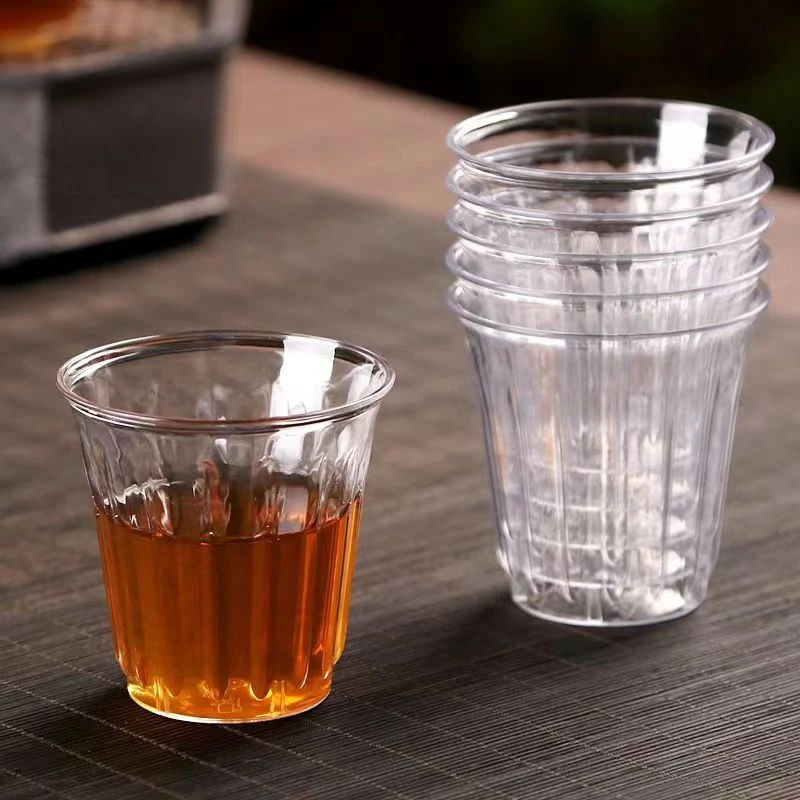 弥瑞一次性110ml水帘杯加厚航空杯功夫茶杯PS硬塑咖啡杯透明家用