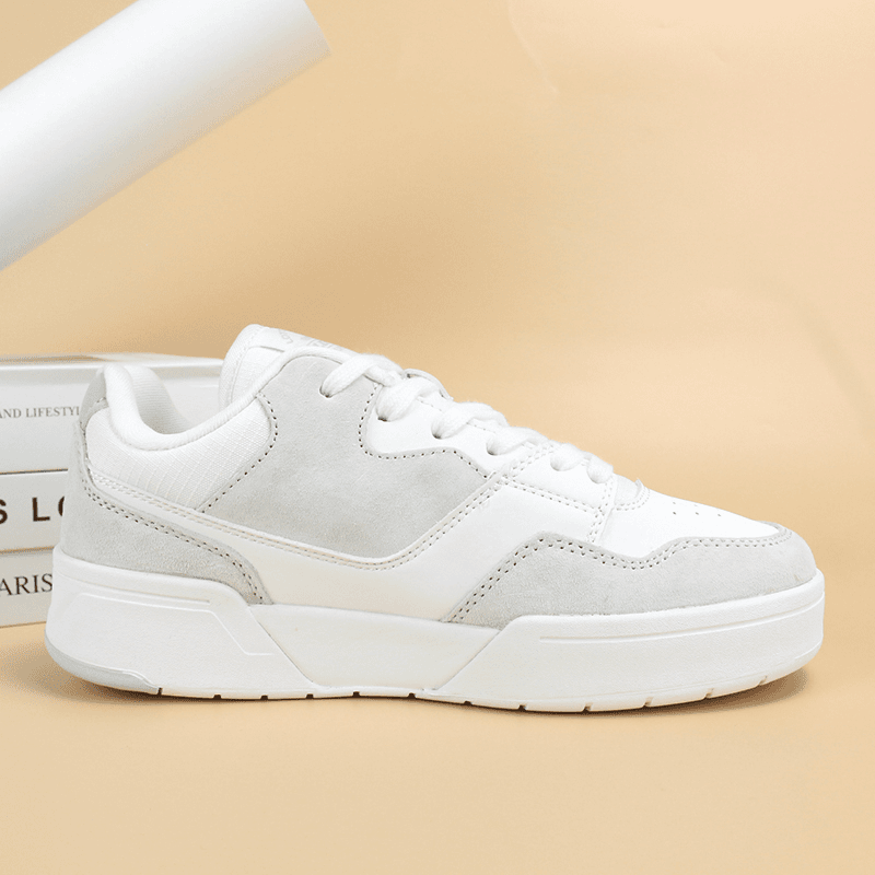 D400（运动码）男女款 休闲时尚皮革拼接百搭低帮轻便厚底运动鞋