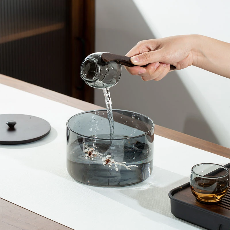 家用玻璃茶洗带盖特大号透明耐高温洗茶杯有盖茶道配件防烫手茶具