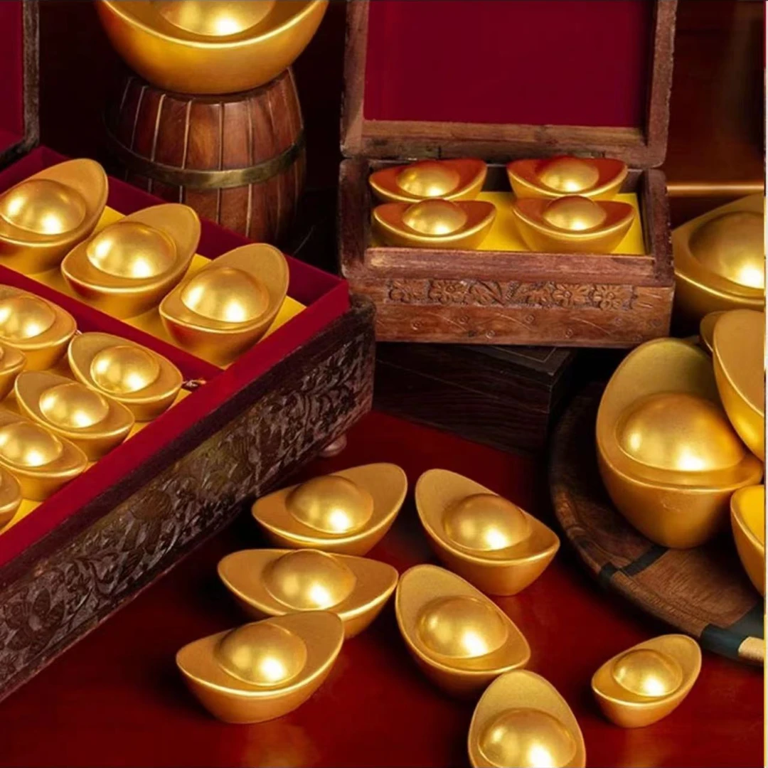 【铜德社】实心大号2.5直径元宝茶桌小摆件创意家居工艺品小件