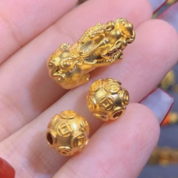 足金大貔貅+卡8钱币珠*2