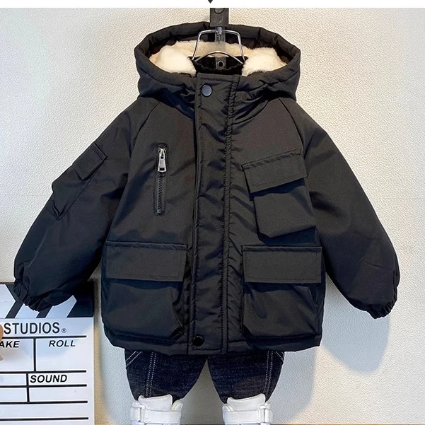 秋冬款男女宝时尚休闲复古洋气国风裤子牛仔加绒加厚派克外套棉服