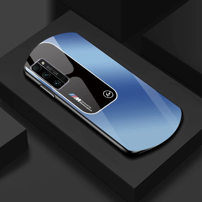 适用【荣耀30Pro】新款弧形玻璃渐变宝马简约软边商务手机壳