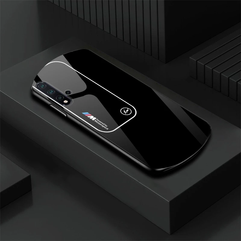 适用于【华为Nova5Pro】新款弧形玻璃渐变宝马简约软边商务手机壳
