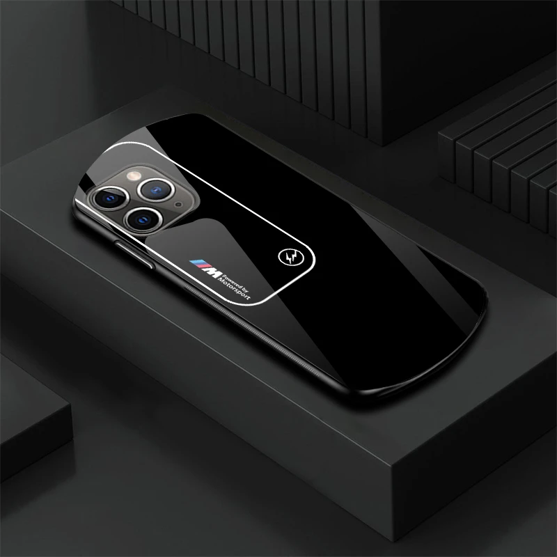 适用【苹果11Pro】新款弧形玻璃渐变宝马简约软边商务手机壳
