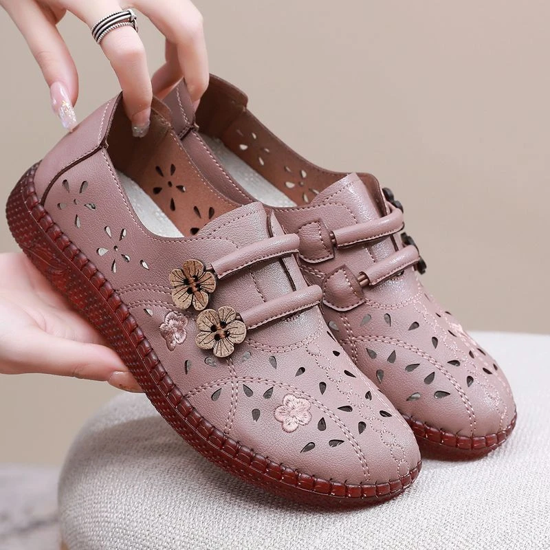 老北京布鞋女网鞋软底防滑洞洞鞋包头凉鞋女镂空中老年舒适妈妈鞋