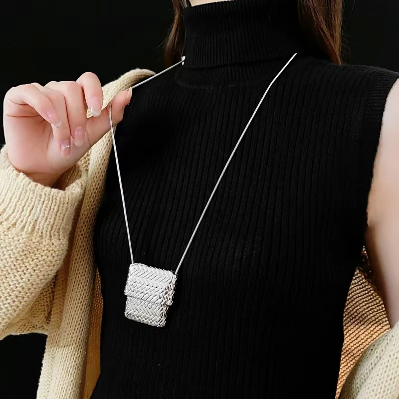 铜合金项链 【南油玲姐】银色毛衣链款项链D014