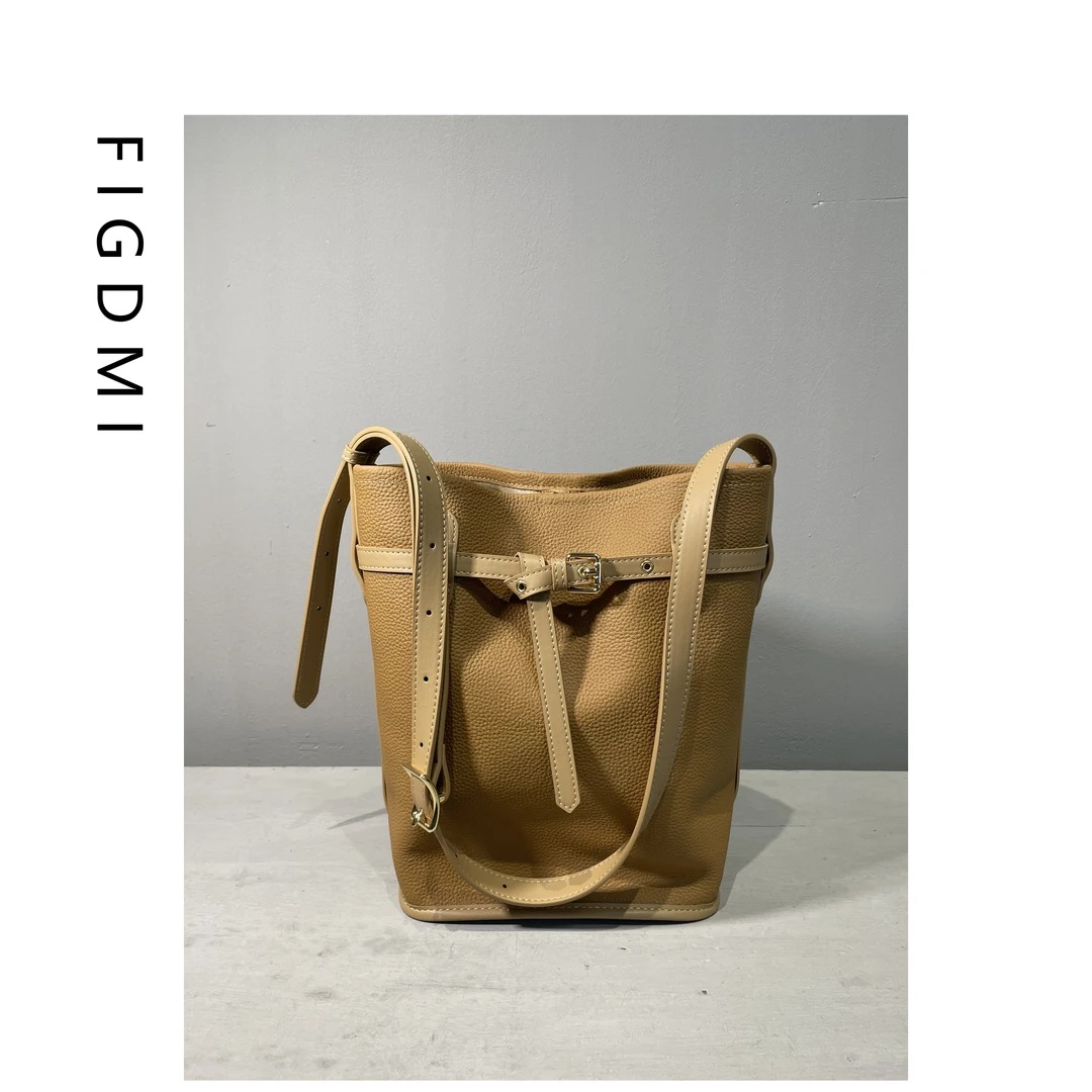 FIGDMI/菲格迪迈小众设计头层牛皮水桶包通勤单肩包斜挎包9163