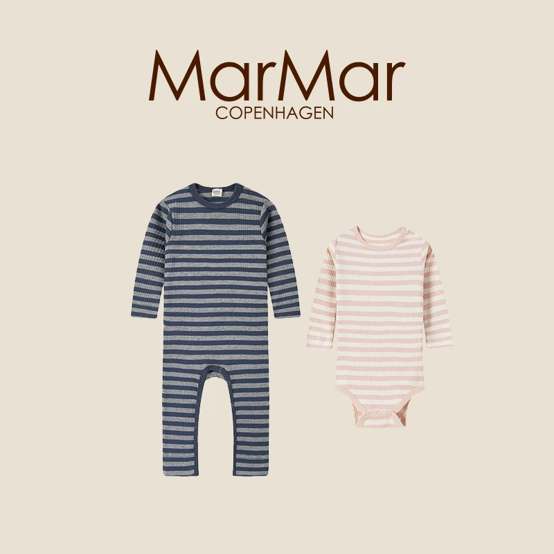 MarMar婴童条纹连体服婴幼儿长袖哈衣宝宝包屁衣春秋爬服