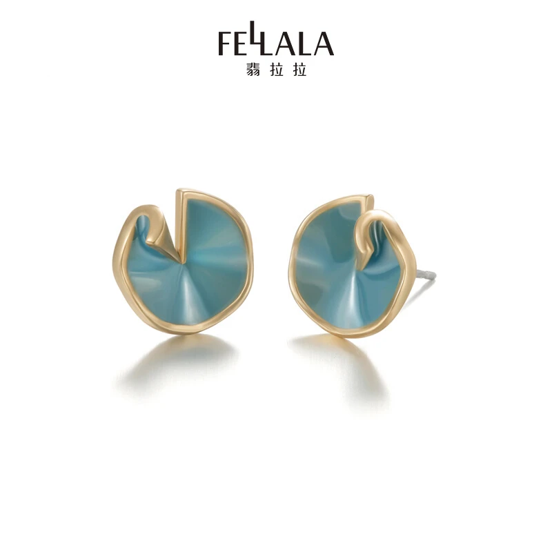 Fellala/翡拉拉设计感清新气质轻奢高端法式复古小莲叶耳钉耳饰