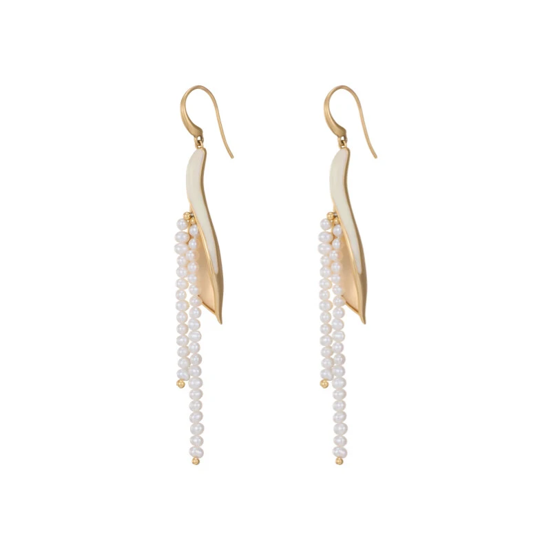 不锈钢仿珍珠手链  Fellala/翡拉拉「马蹄莲」系列流苏耳环