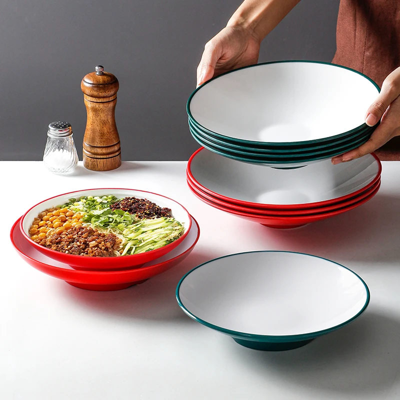 A8仿瓷密胺餐具大碗商用仿瓷塑料凉皮碗炸酱面拌面沙拉凉拌浅碗