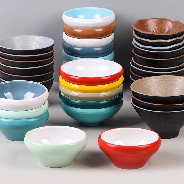 密胺餐具商用小碗厚边米饭碗餐厅酒店仿瓷调料碗小汤碗彩色甜品碗