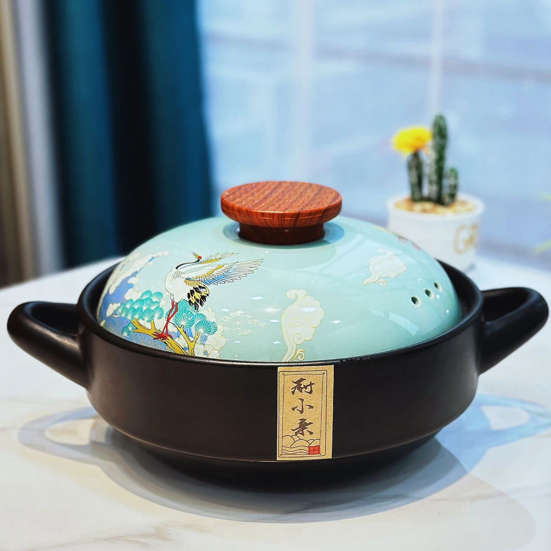 厨小亲3.6升新款蓝盖干烧不裂砂锅家用燃气耐高温陶瓷煲汤锅砂锅