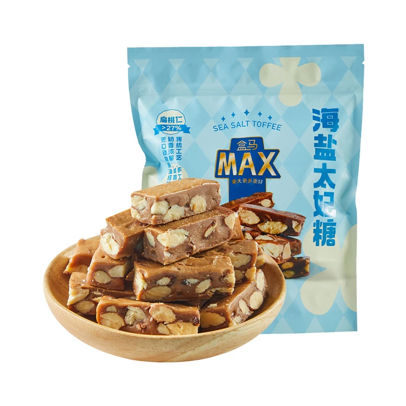 盒马MAX海盐太妃糖480g扁桃仁夹心糖休闲零食独立包装