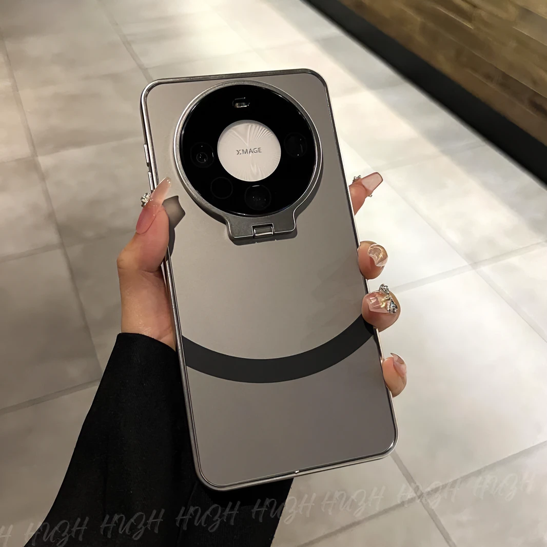 适用华为mate60pro亲肤磨砂背板支架mate60高级感全包保护手机壳