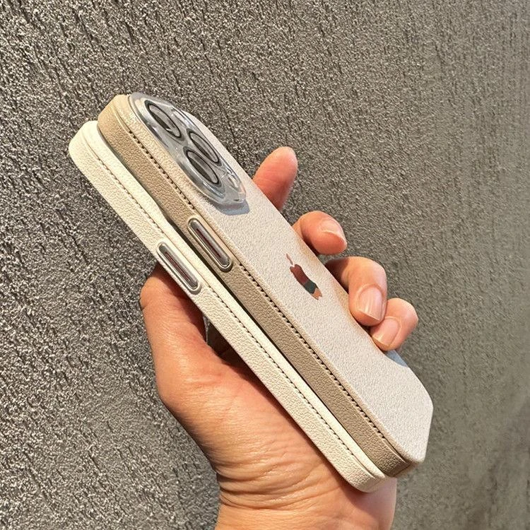 高级感钛灰色适用iPhone15pro手机壳简约创意苹果14/13皮纹12个性