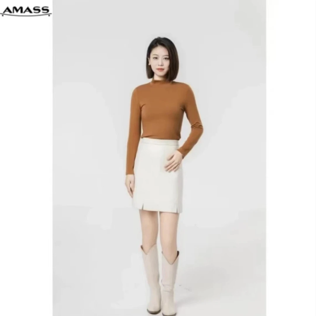 AMASS/阿玛施2023名媛气质时尚百搭款奶油白小香半裙5200389
