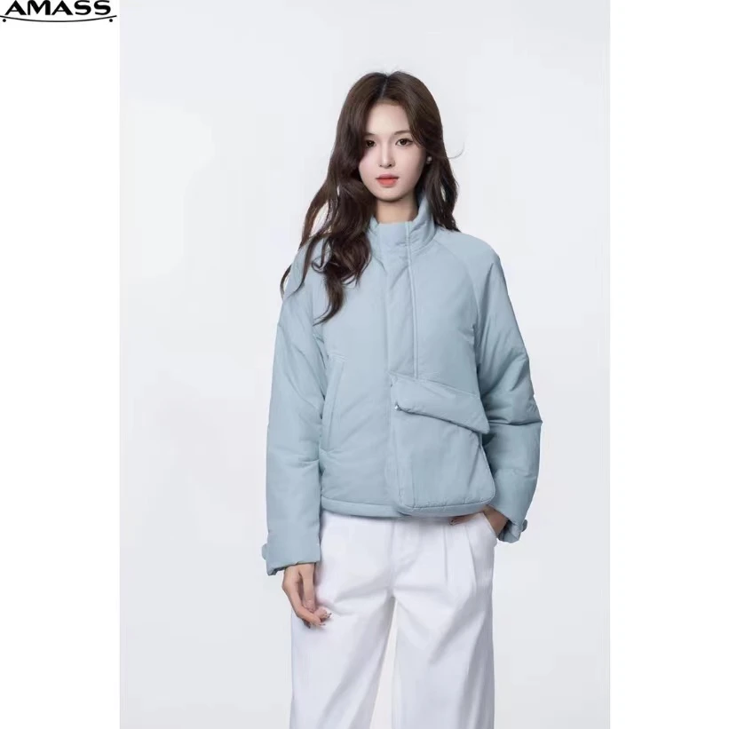 AMASS/阿玛施秋冬时尚休闲立领简约短款新雪丽棉服外套女5400851