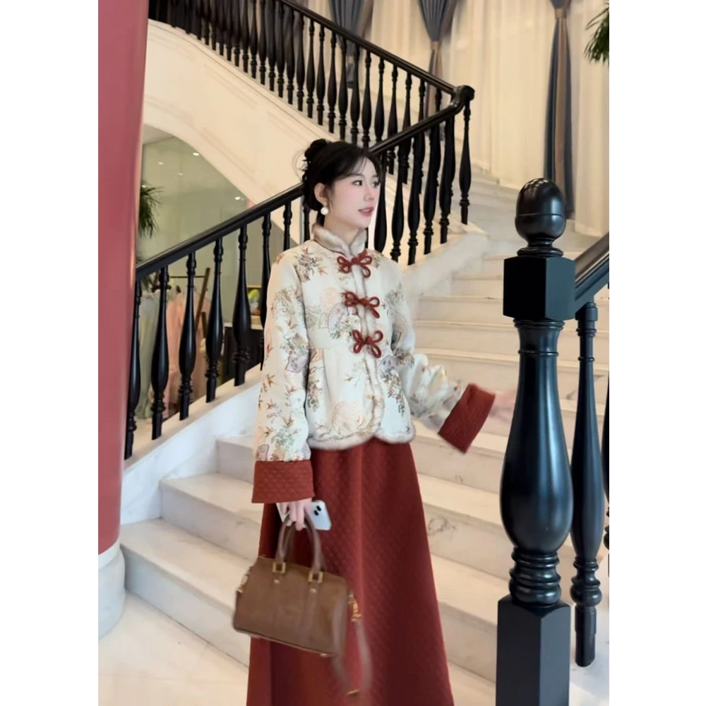 大西子专属 新中式加绒棉服套装