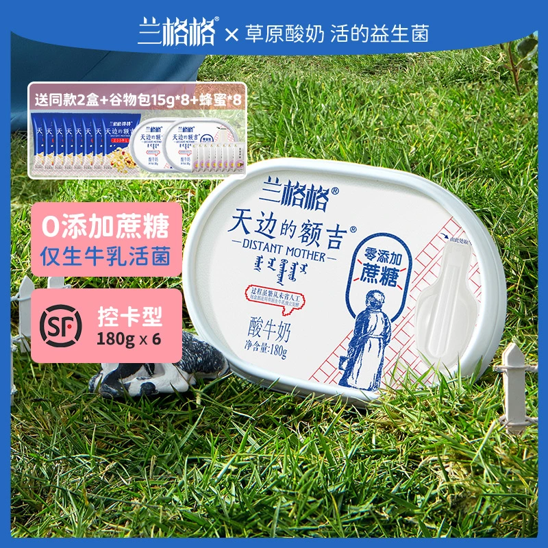 兰格格  天边的额吉180g*6碗 内蒙古原味酸奶酸牛奶无蔗糖0蔗糖