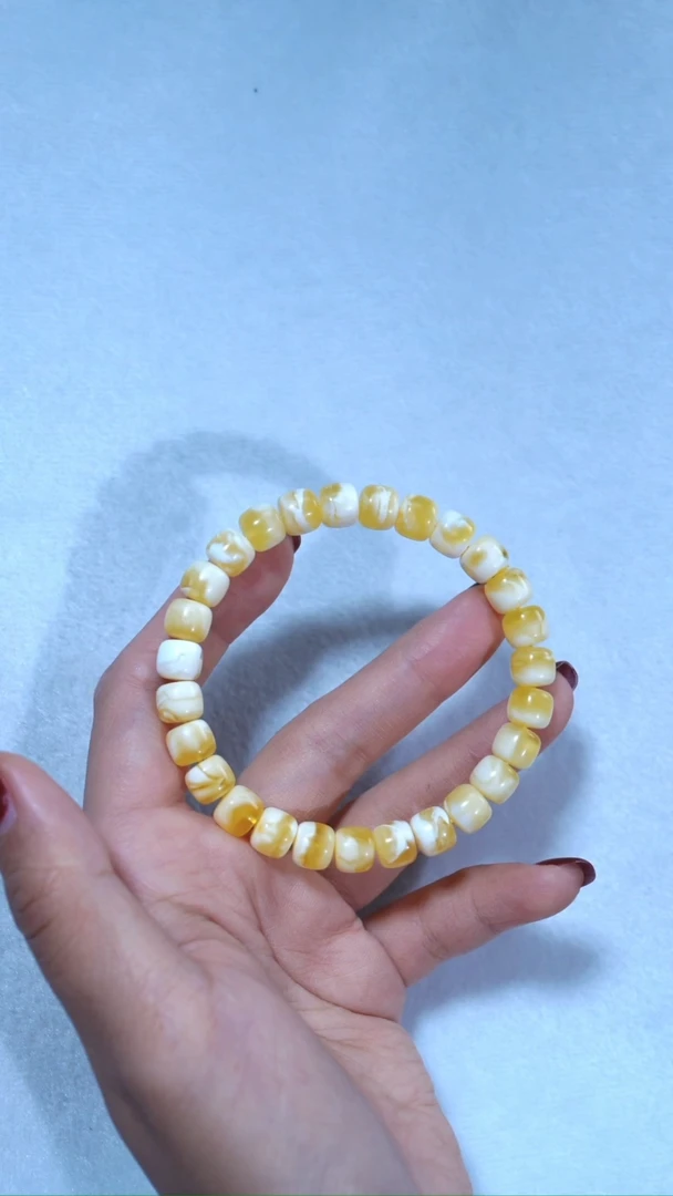 【闪购商品】蜜蜡手链未镶嵌8.5mm金瓷白虎皮妖花