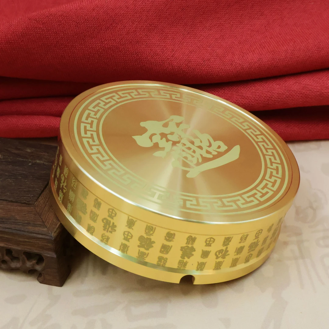 黄铜烟灰缸创意铜工艺品车载家用办公大号百福烟灰缸防碎复古摆件