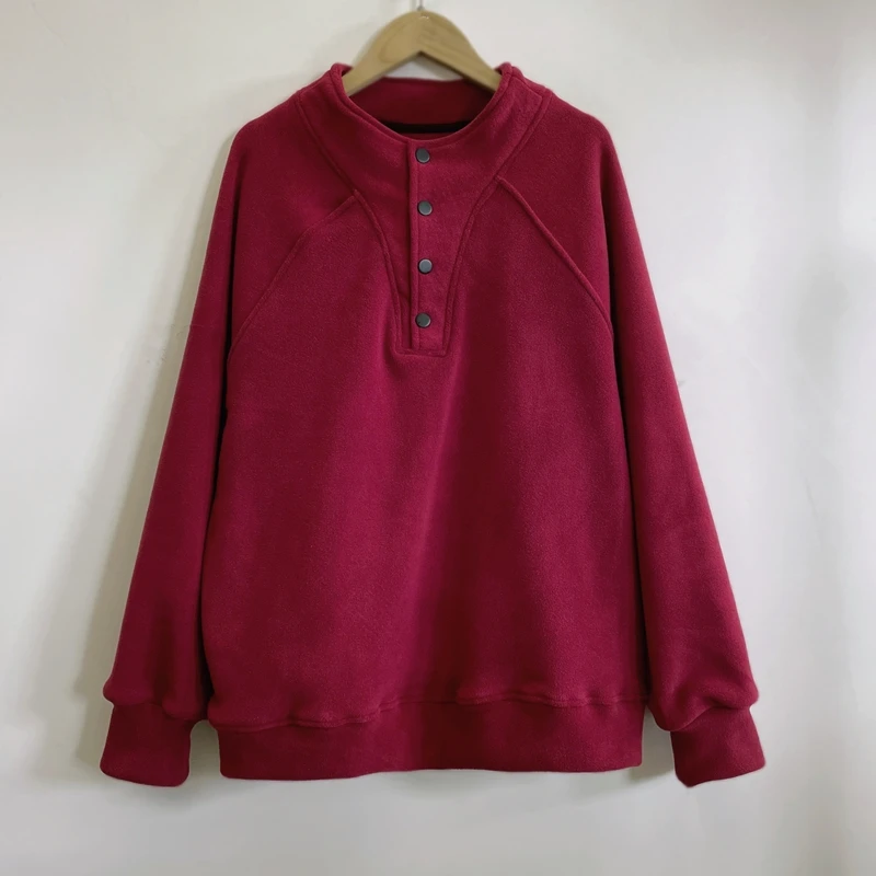 双面德绒卫衣长袖时尚休闲红色宽松加厚保暖2025秋冬新款YX104588