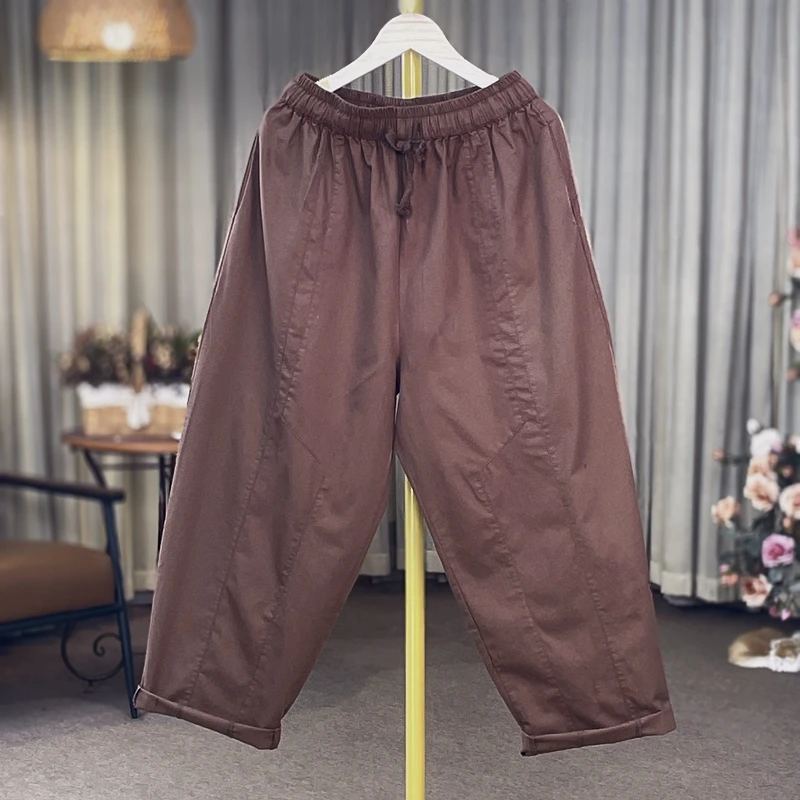 2024夏季新款时尚洋气宽松舒适百搭纯色抽绳直筒休闲裤YX103725