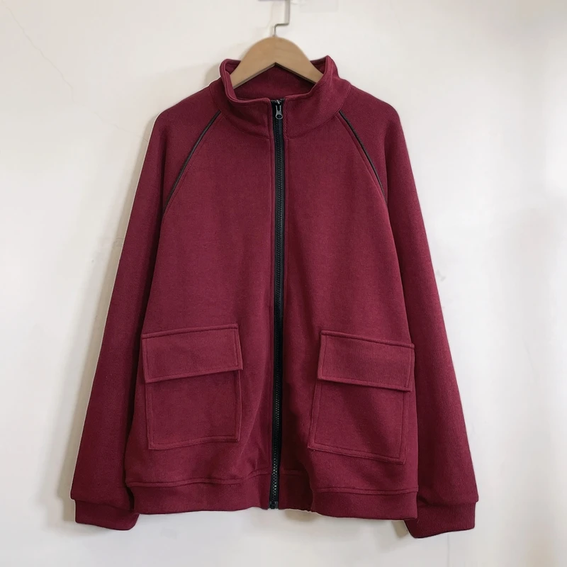 秋季休闲外套长袖时尚女士宽松立领红色洋气百搭2024新款YX104526