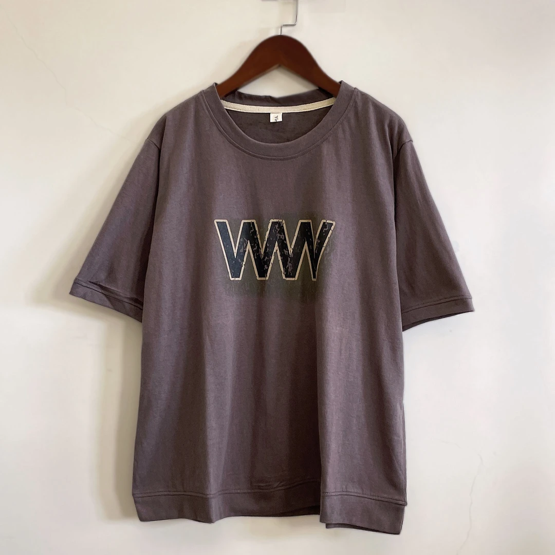 2024夏季新款时尚洋气宽松舒适休闲百搭简约女士短袖T恤YX104219