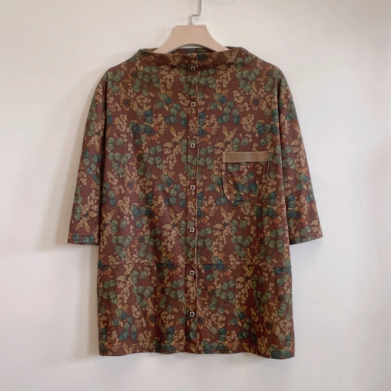 2025碎花时尚复古百搭气质休闲打底衫YX102277