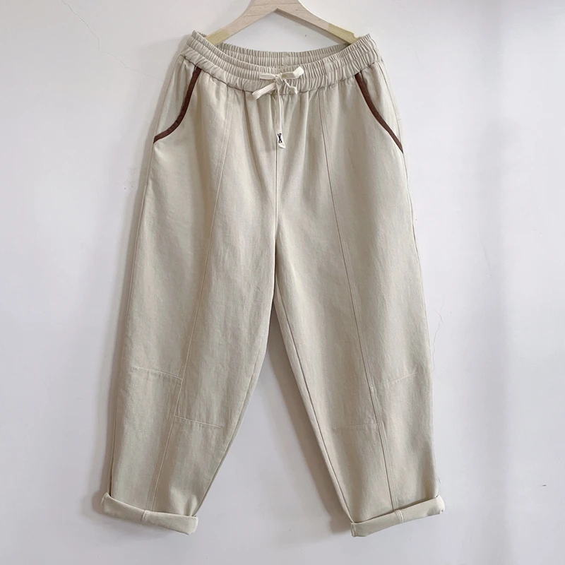 秋季新款休闲裤时尚简约宽松纯色松紧腰女士潮流2024新款YX104513