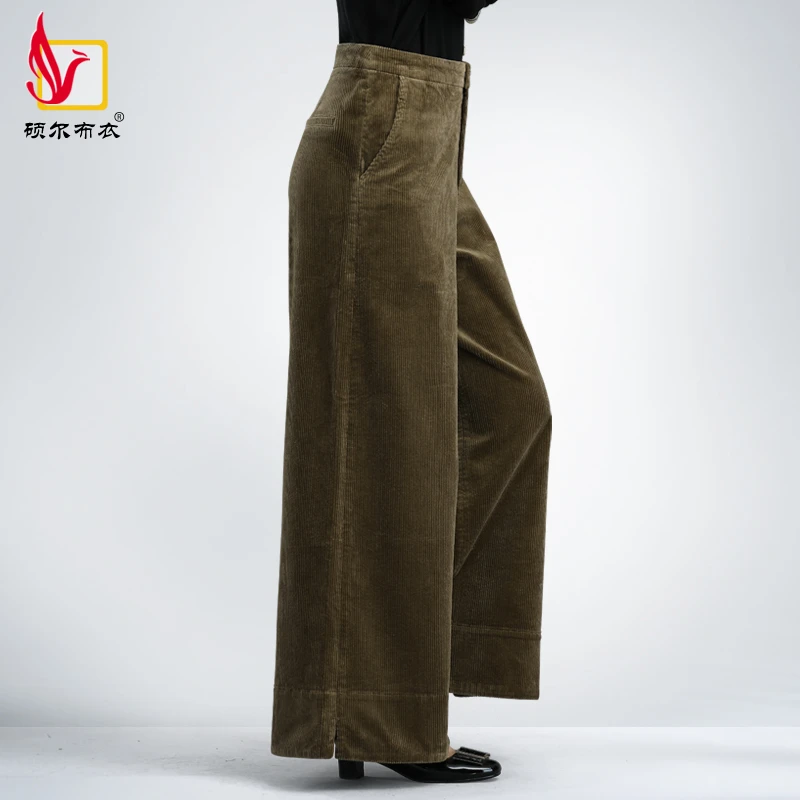 灯芯绒高腰阔腿裤宽松休闲条绒裤时尚百搭女裤秋冬长裤春秋复古裤