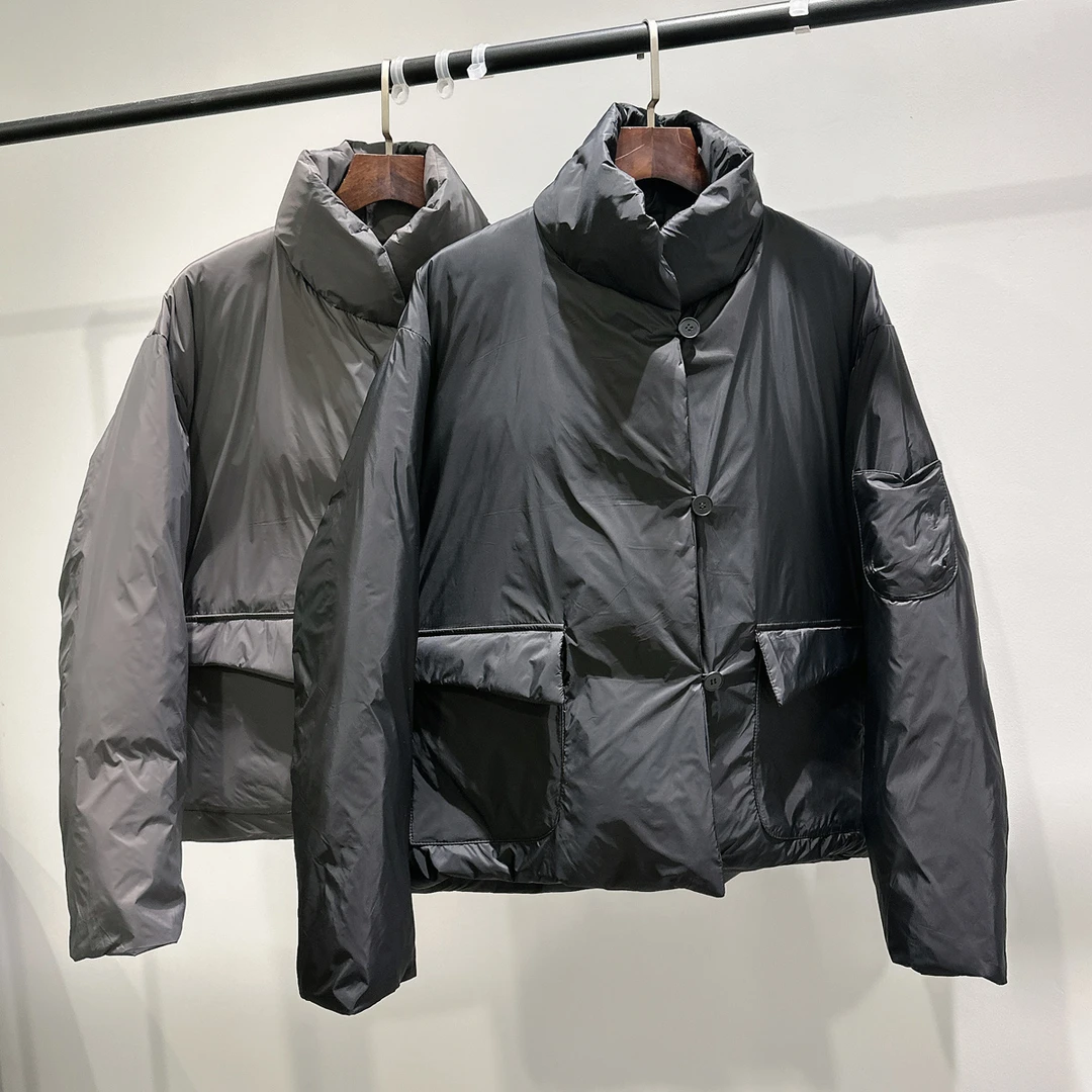 高充绒羽绒服男士潮流INS冬季时尚简约百搭休闲立领宽松保暖外套