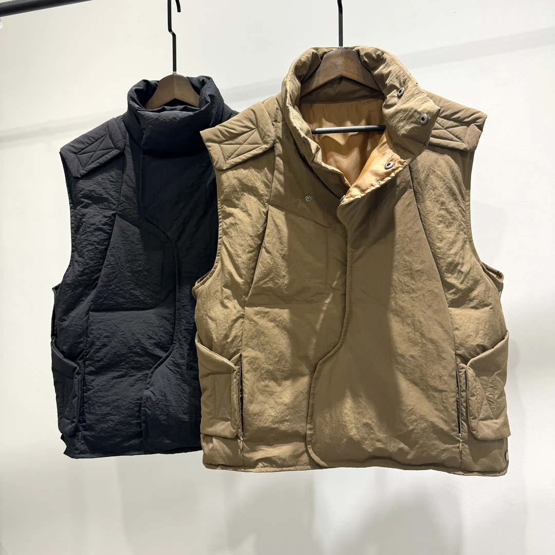 男士羽绒马甲魔术贴时尚设计师冬季潮流机甲风保暖宽松外套