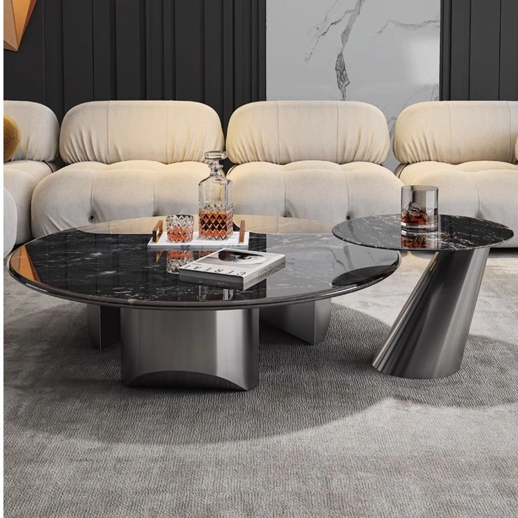 微晶石茶几简约现代客厅家用高级设计师创意圆形轻奢意式茶桌新款