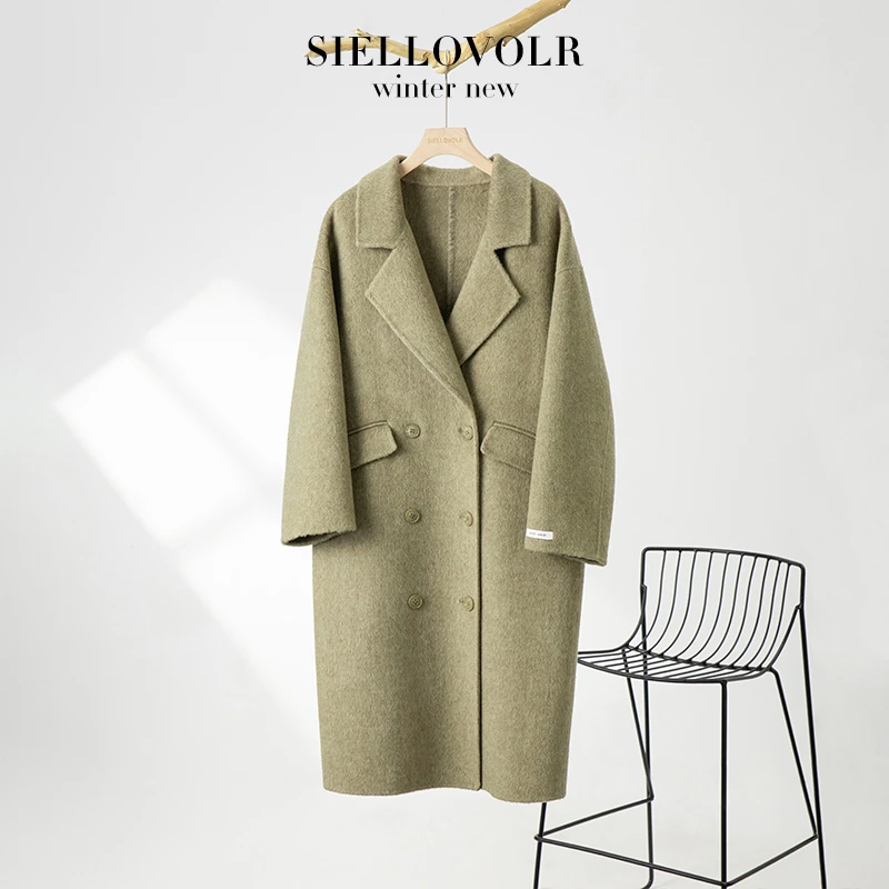 韩剧女主秋冬爆款100%初剪羊毛气质韩系氛围感暖冬大衣纯手工长款