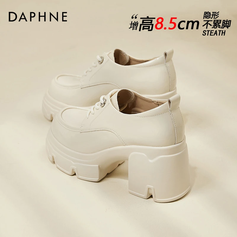 达芙妮8.5CM厚底乐福鞋女2025夏季爆款英伦风JK小皮鞋超高跟单鞋