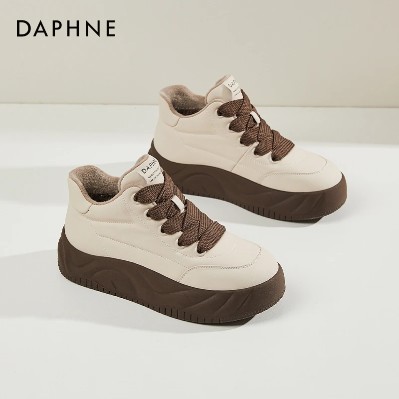 达芙妮踩屎感厚底面包鞋女2025冬季加绒保暖棉鞋百搭休闲运动板鞋