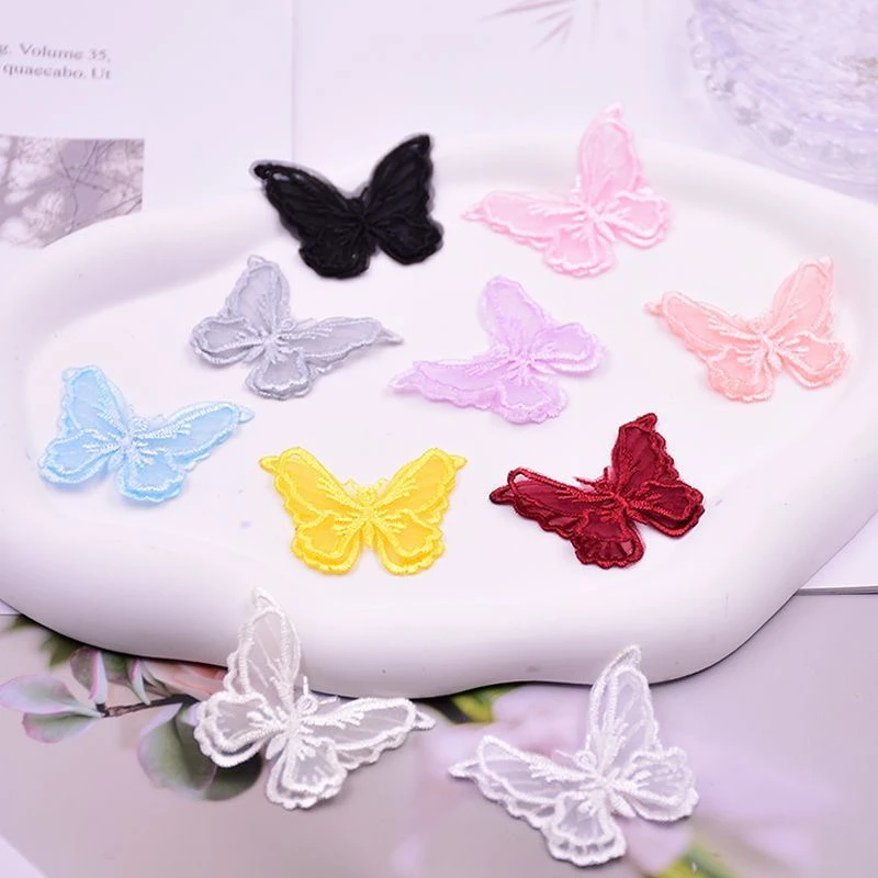 买一送一5CM双层刺绣立体蝴蝶手工配饰