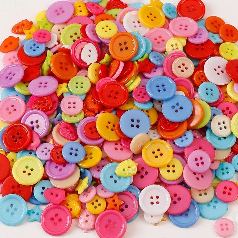 彩色小纽扣diy手工制作材料包幼儿园创意粘贴画儿童树脂圆形扣子