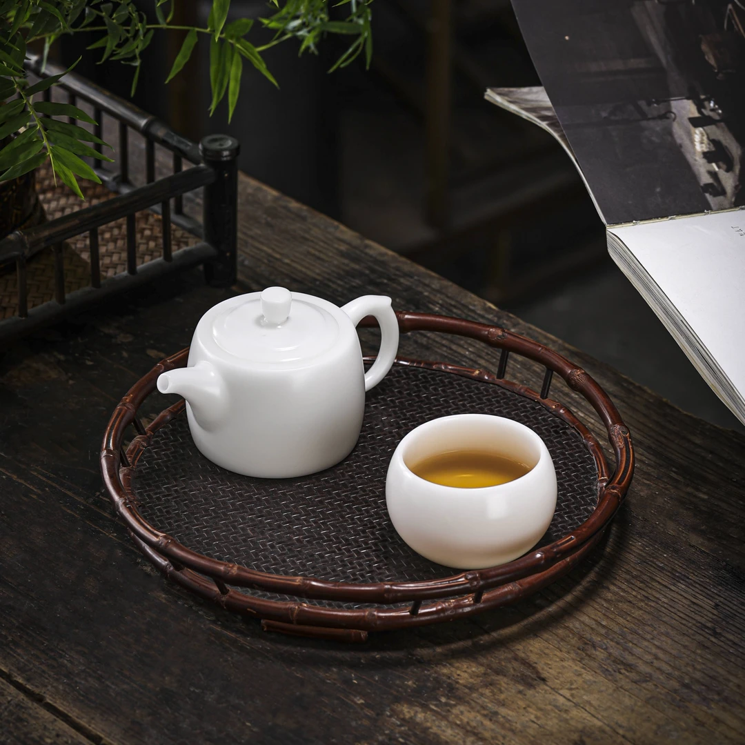 德化白瓷五万泥料冰种玉瓷大容量中式茶壶家用纯白经典井栏壶