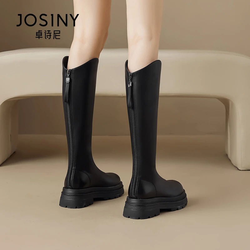 JOSINY/卓诗尼靴子长筒靴女2024新款春秋单靴瘦瘦靴不过膝骑士靴