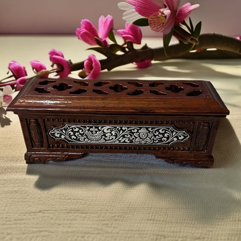 民族元素纯实木制作香盒小号