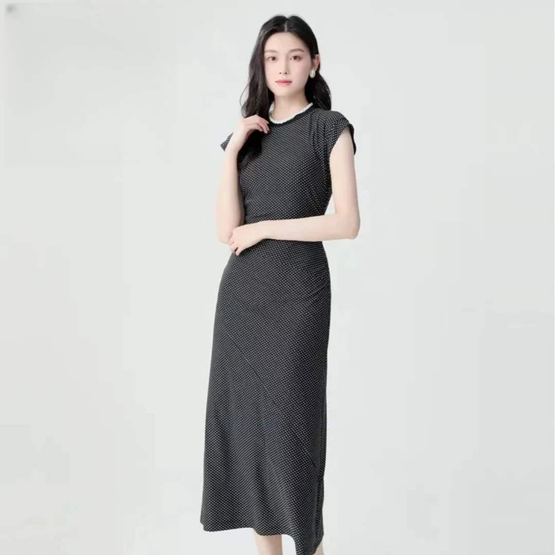 AMASS/阿玛施新款时尚气质优雅修身中式韵味波点连衣裙5500454