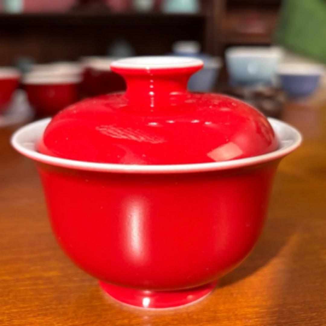 【开播福利】祭红二才盖碗