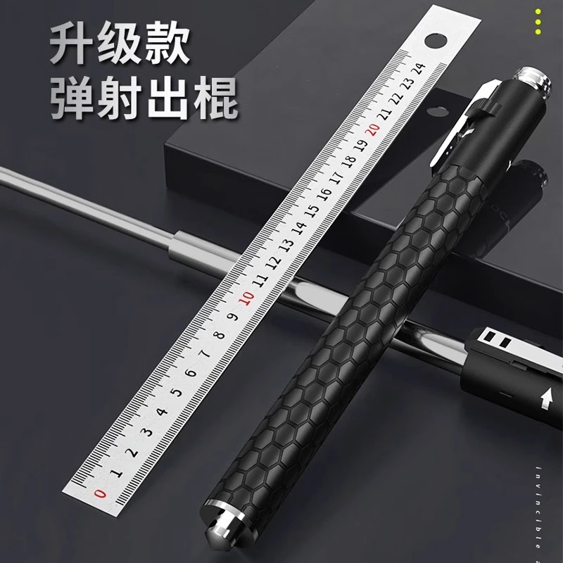 自动弹簧伸缩三节甩棍防身武器合法用品加粗破窗甩棒实心自卫防护