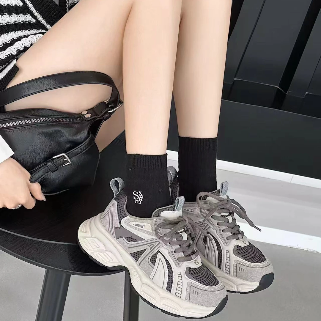 有意思思女鞋‘查理老爹’秋季雅丹百搭松糕厚底复古休闲运动老爹鞋
